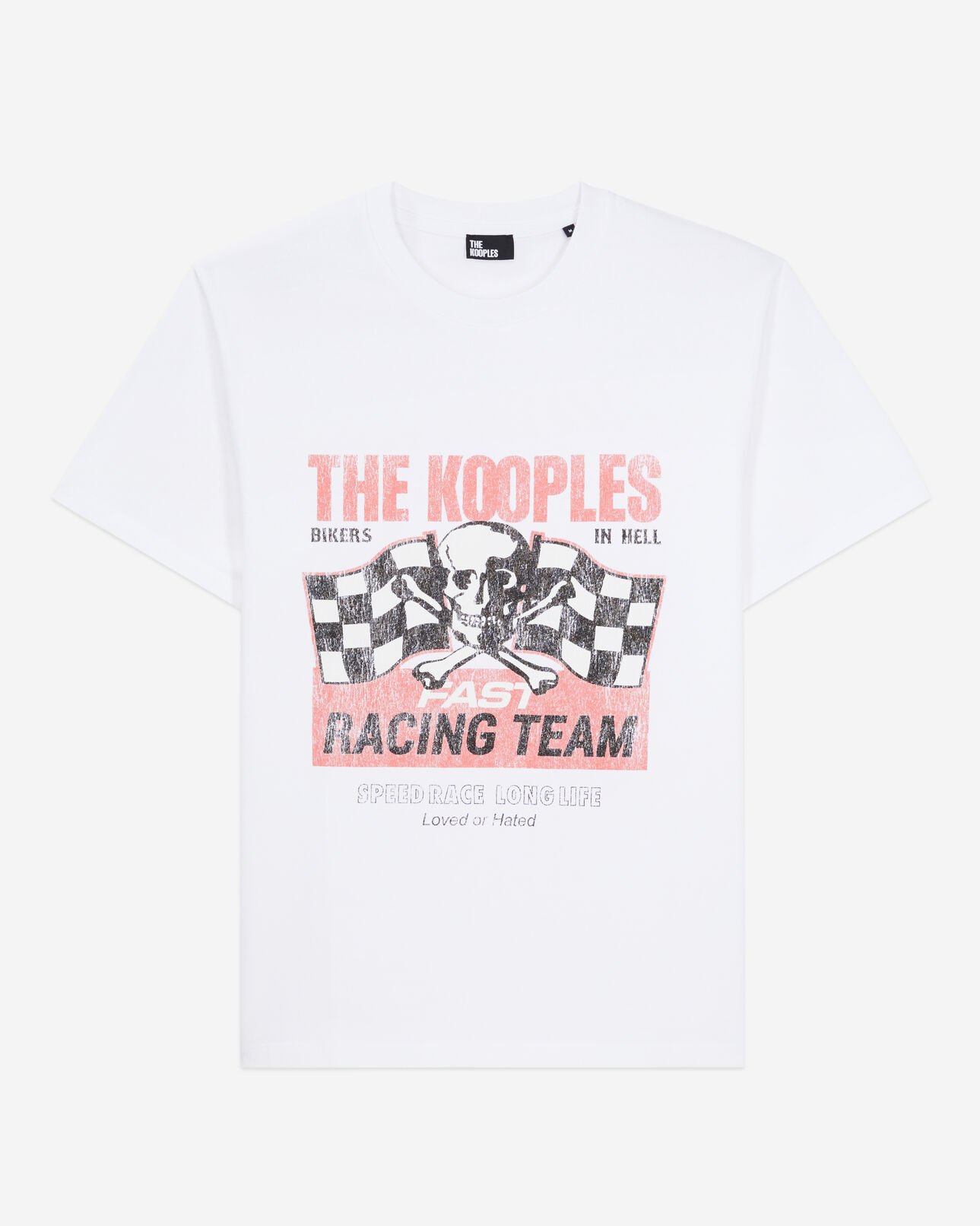 The Kooples HERREN WHITE weißes t-shirt herren mit racing-skull-siebdruck