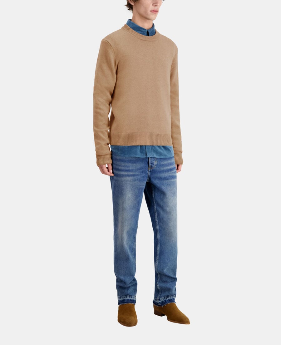 The Kooples HOMME BROWN-BEIGE pull marron en laine
