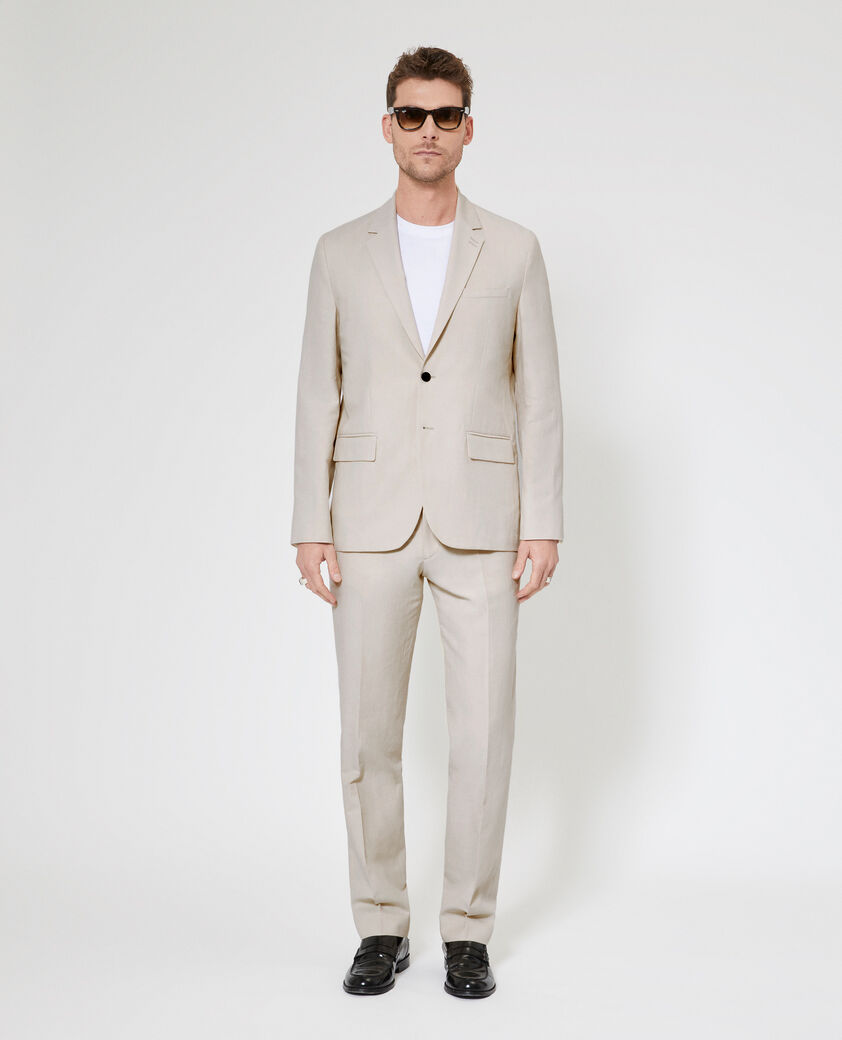 The Kooples HOMME LIGHT BEIGE veste de costume en coton lin beige