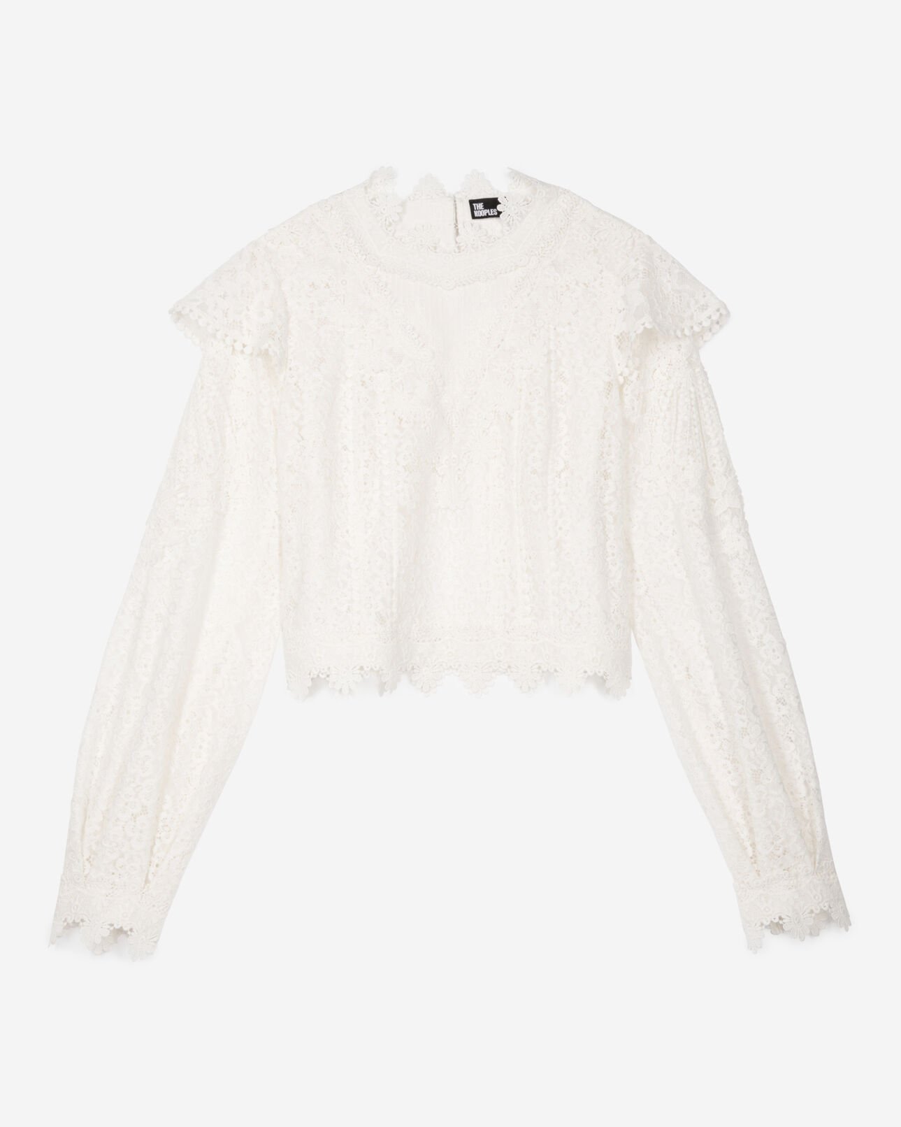 The Kooples MUJER ECRU top de encaje crudo
