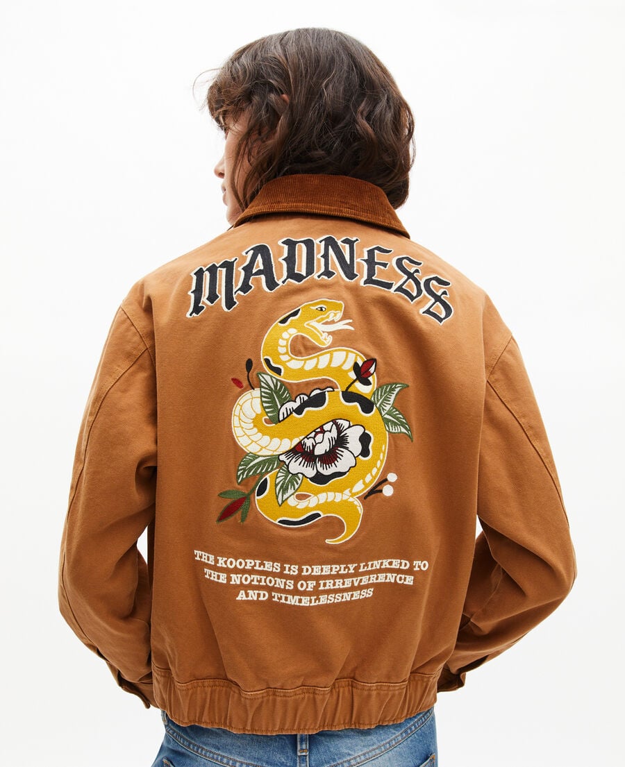 The Kooples WOMEN CAMEL camel cotton embroidered back jacket