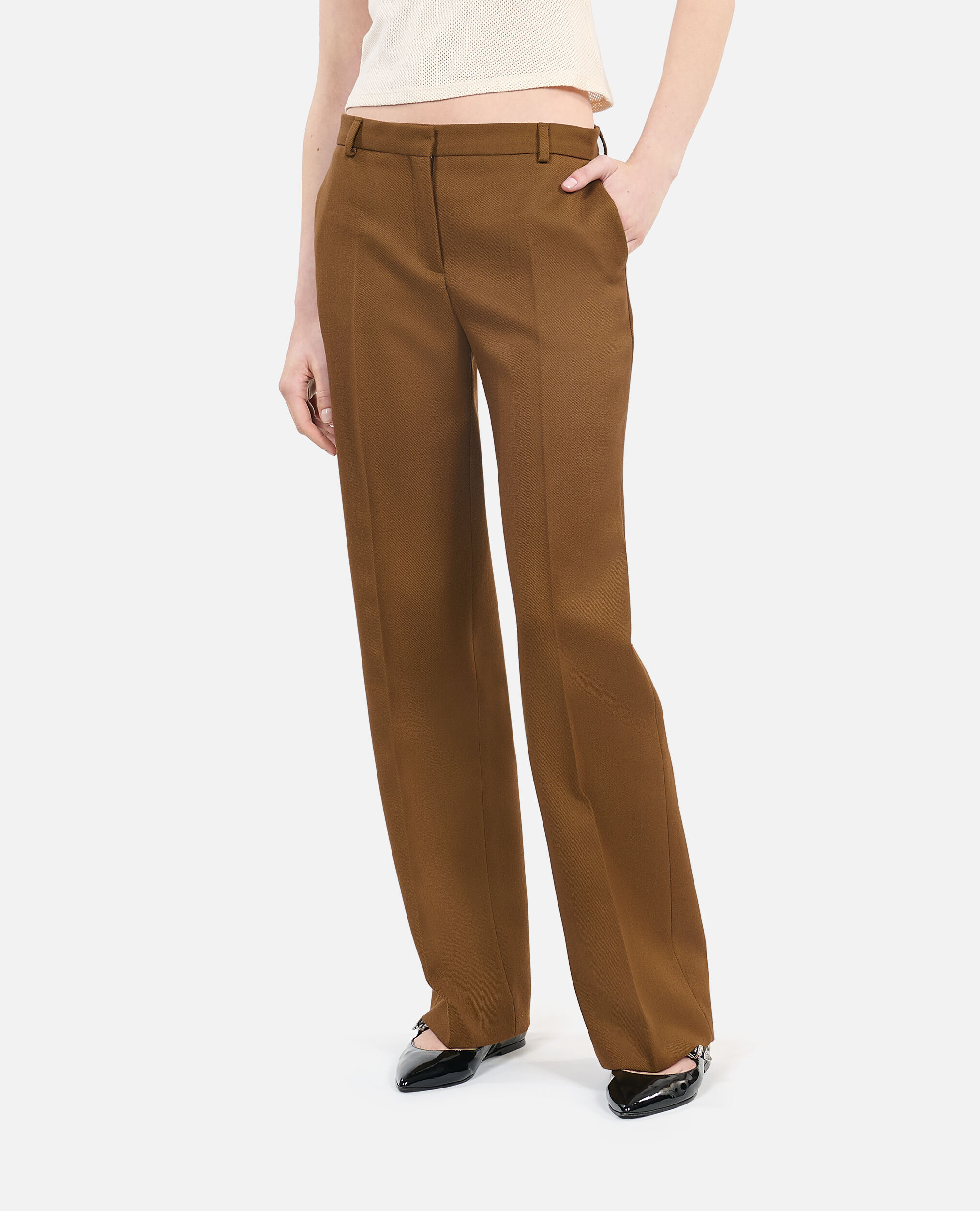 Pantalon tailleur ample marron