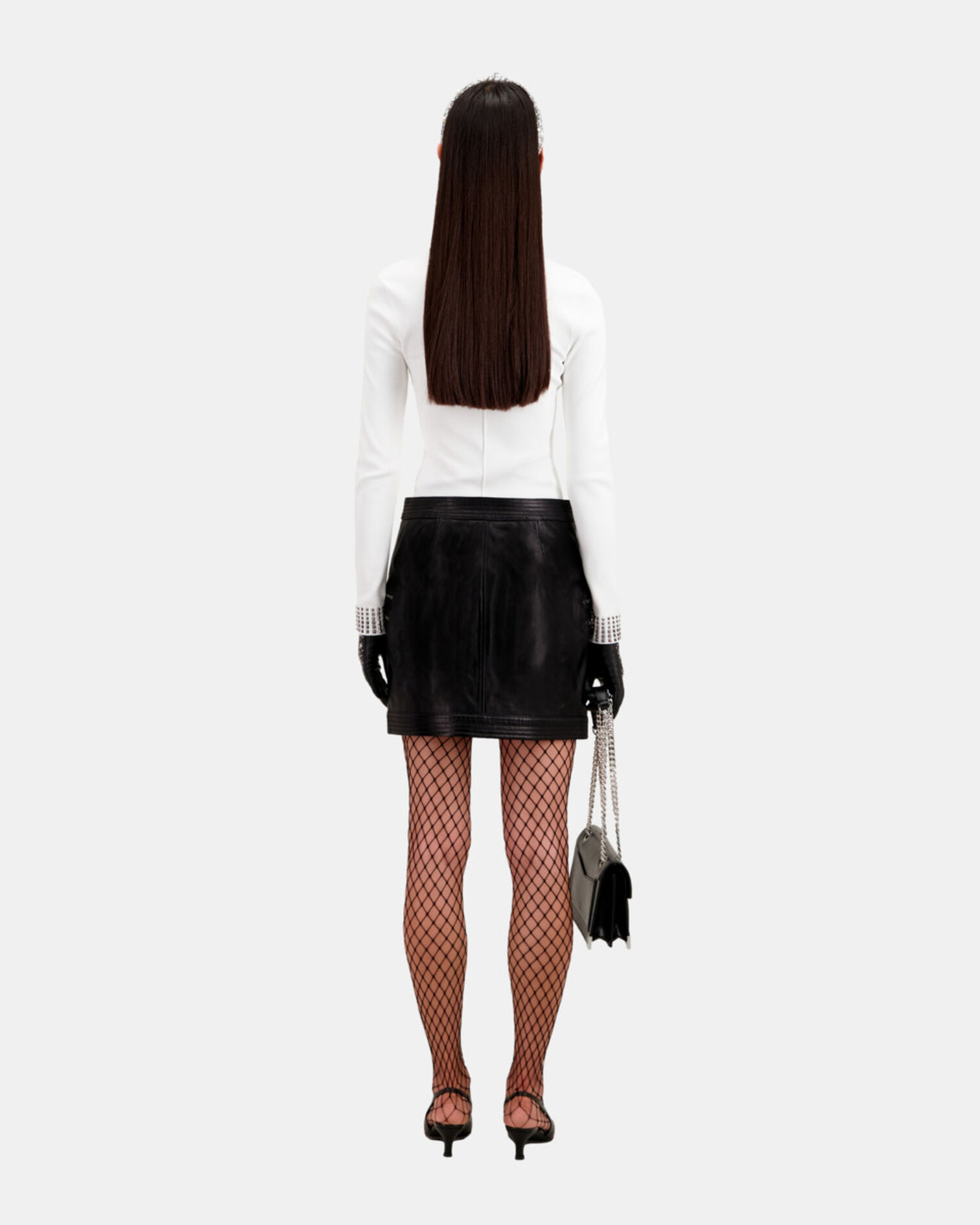 Jupe courte en cuir noire, BLACK, hi-res image number null