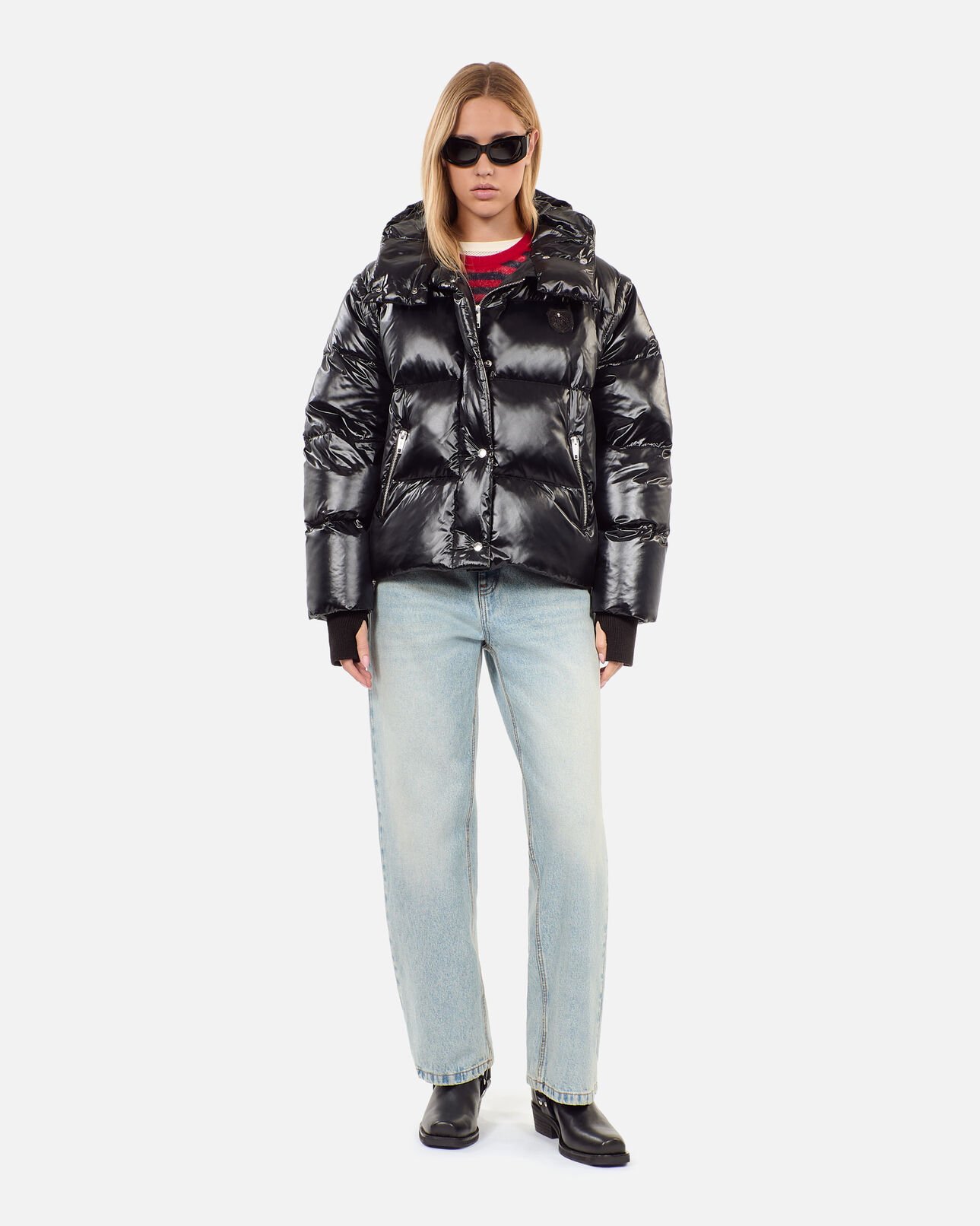 The Kooples F BLACK black down jacket with detachable sleeves