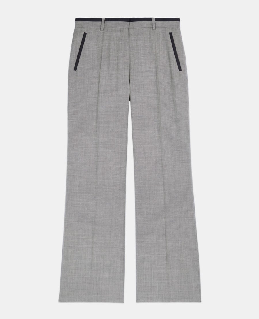 The Kooples WOMEN BEIGE MELANGE straight-legged tailored pants in taupe wool