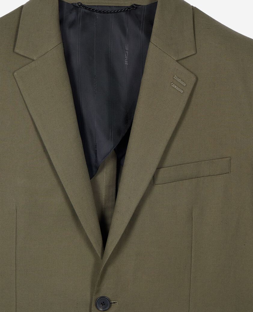 The Kooples HERREN KAKI anzugjacke aus khakifarbenem baumwoll-leinenstoff