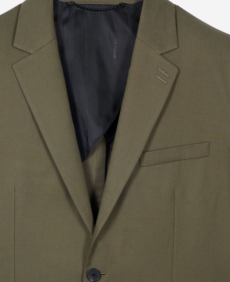 The Kooples HERREN KAKI anzugjacke aus khakifarbenem baumwoll-leinenstoff