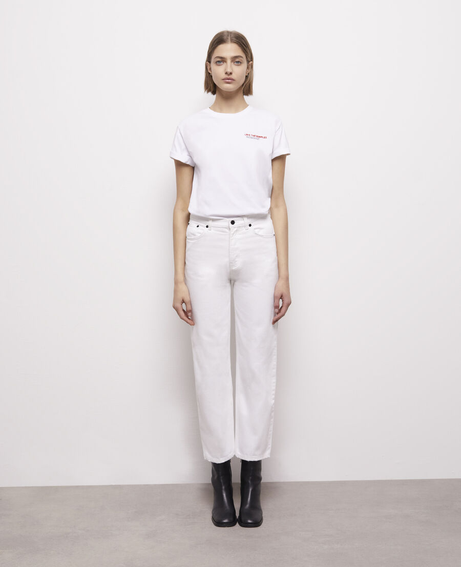 white straight-cut jeans