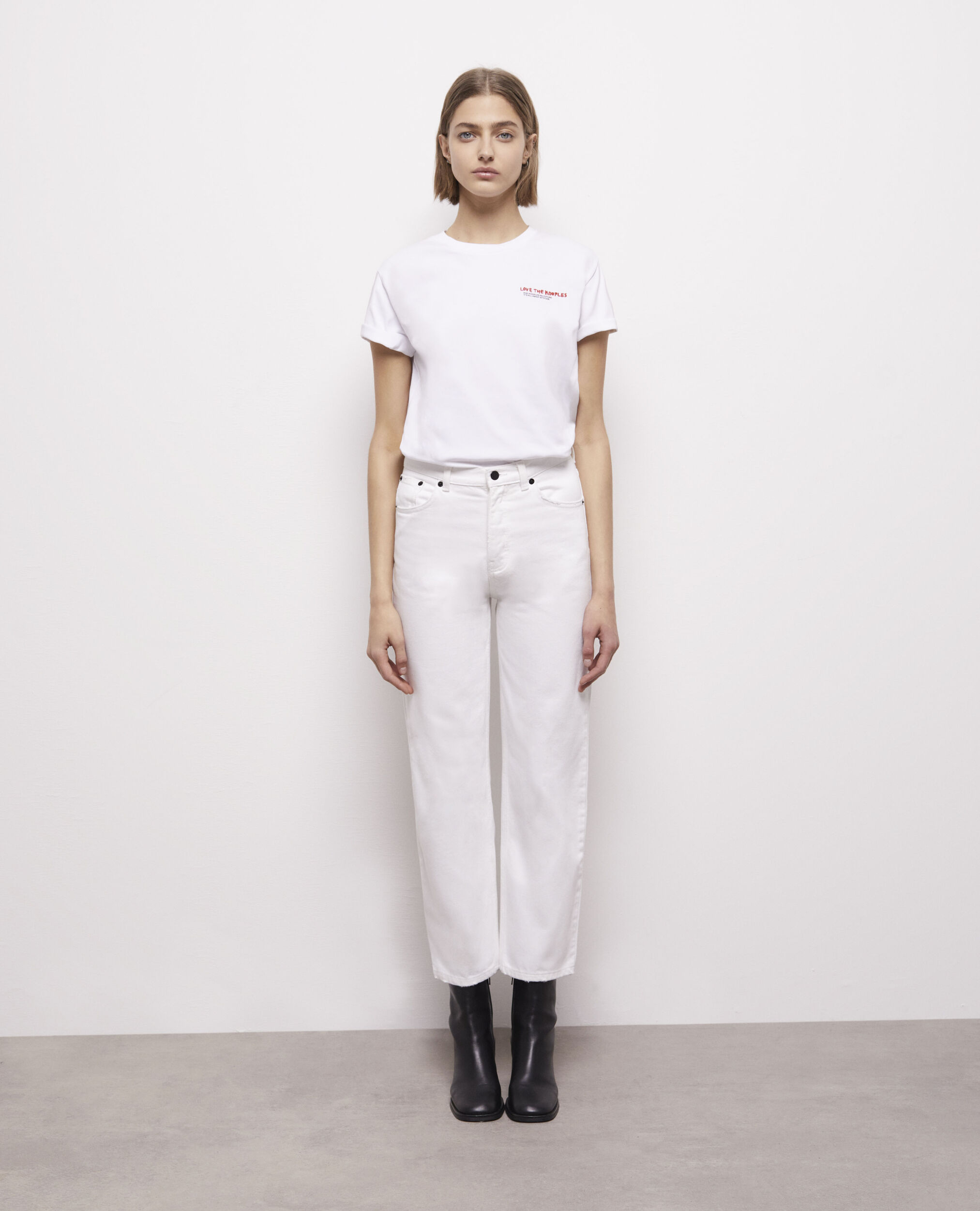 White straight-cut jeans, WHITE, hi-res image number null