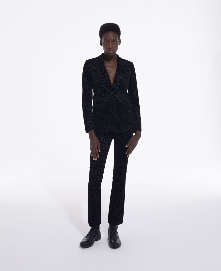 black velvet suit jacket with leopard print