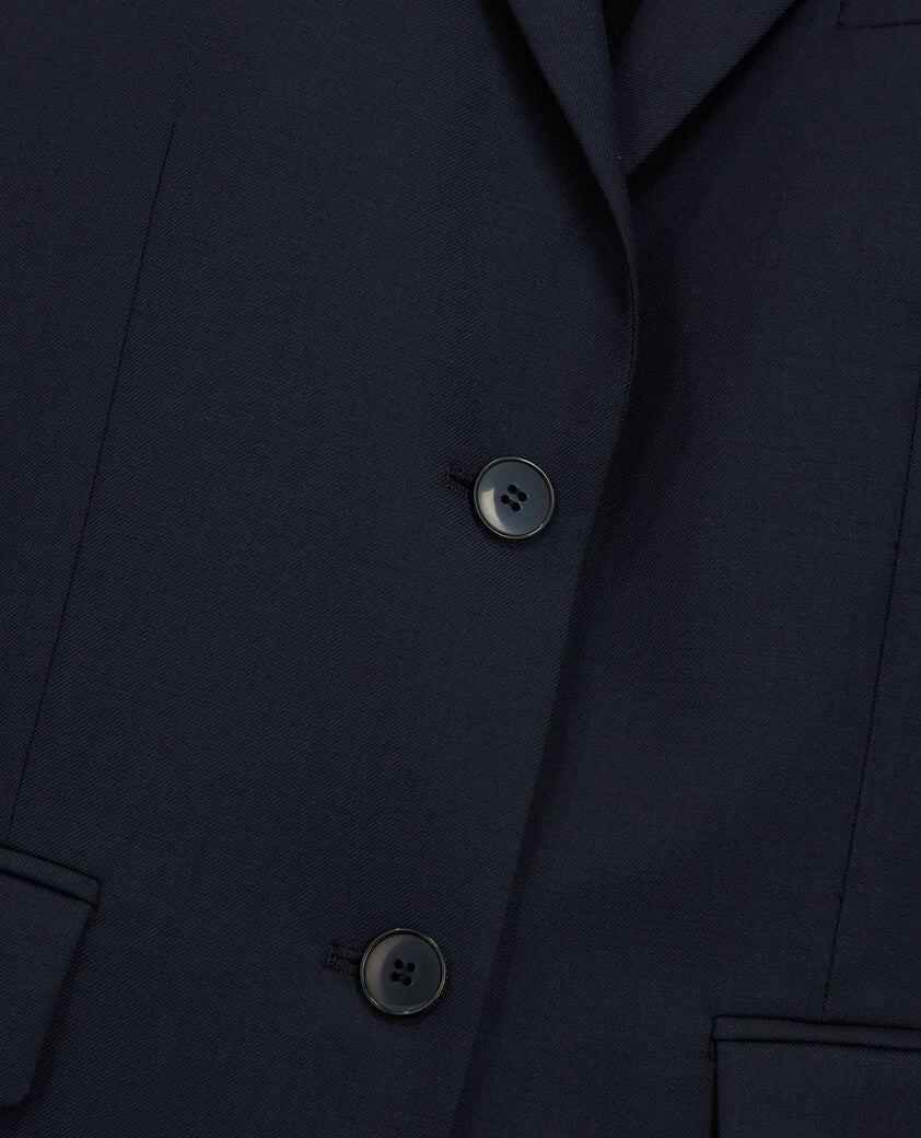 The Kooples WOMEN NAVY slim-fit wool suit jacket in navy blue