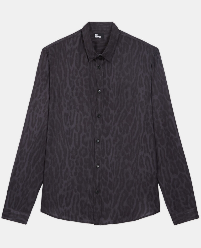 The Kooples HOMME GREY BLACK chemise col classique léopard grise