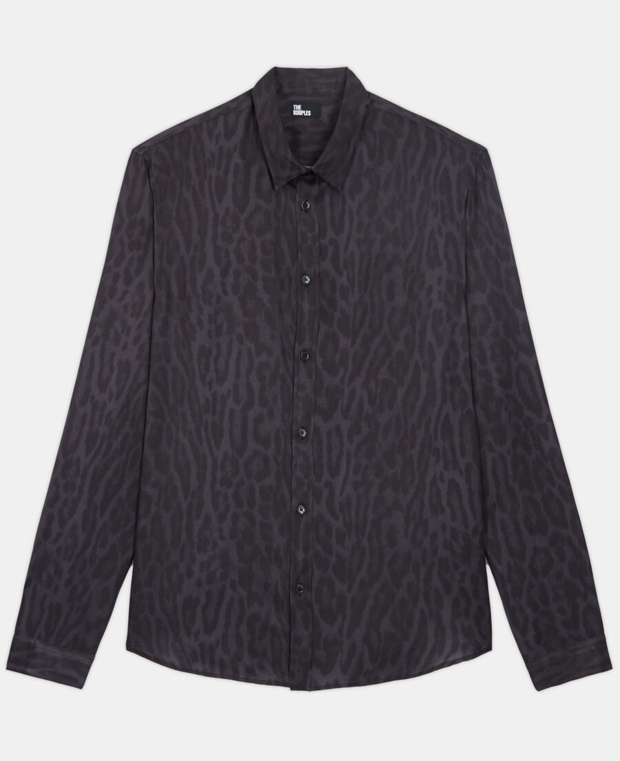 The Kooples HOMME GREY BLACK chemise col classique léopard grise