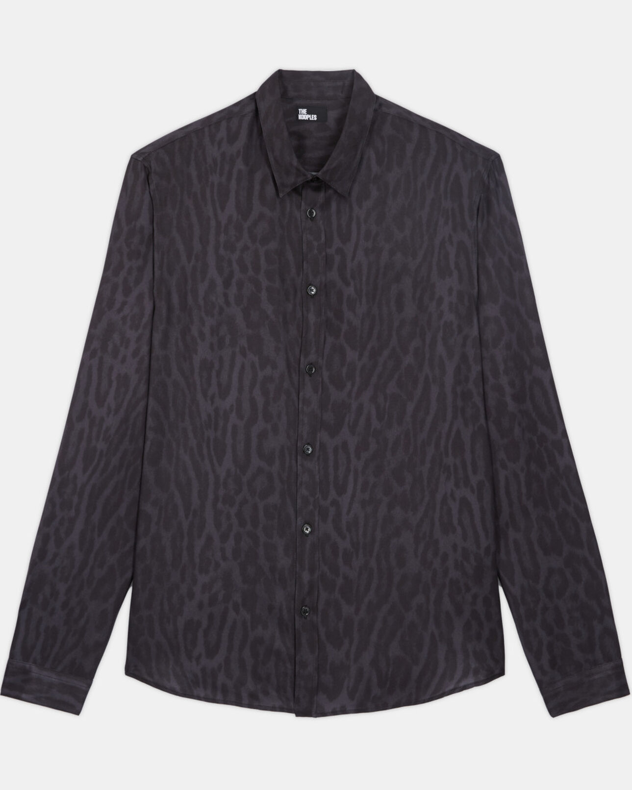The Kooples MEN GREY BLACK leopard print shirt with classic collar