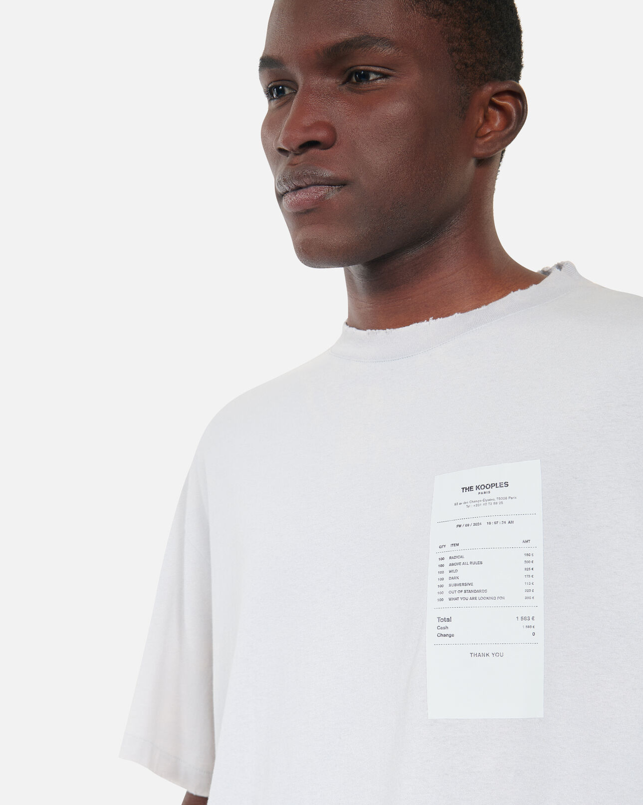 The Kooples MEN STONE GREY grey receipt serigraphy t-shirt