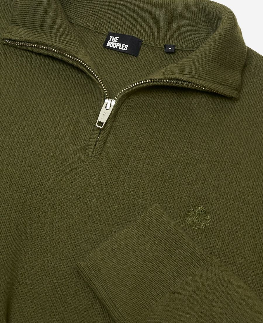 The Kooples MEN KAKI double-faced khaki wool trucker-neck sweater