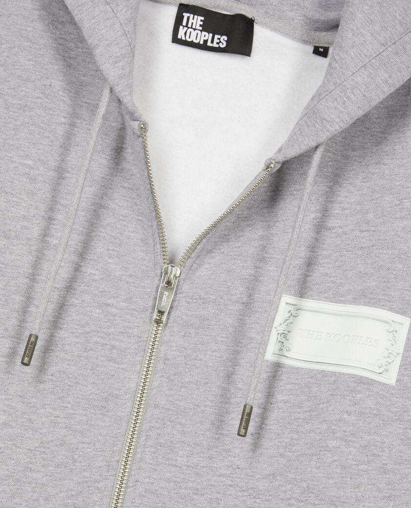 The Kooples HOMME GREY MELANGE sweatshirt zipp&eacute; avec s&eacute;rigraphie noir