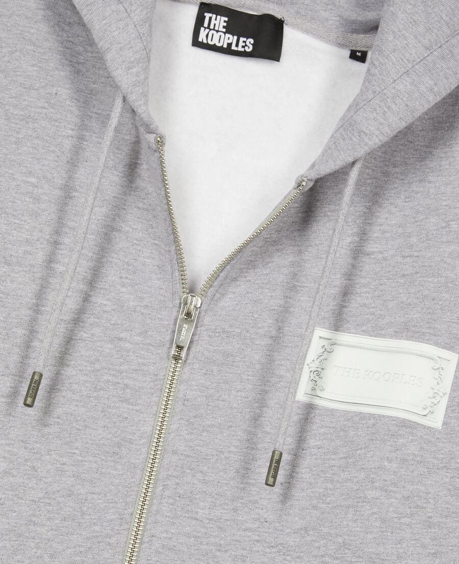 The Kooples HOMME GREY MELANGE sweatshirt zipp&eacute; avec s&eacute;rigraphie noir