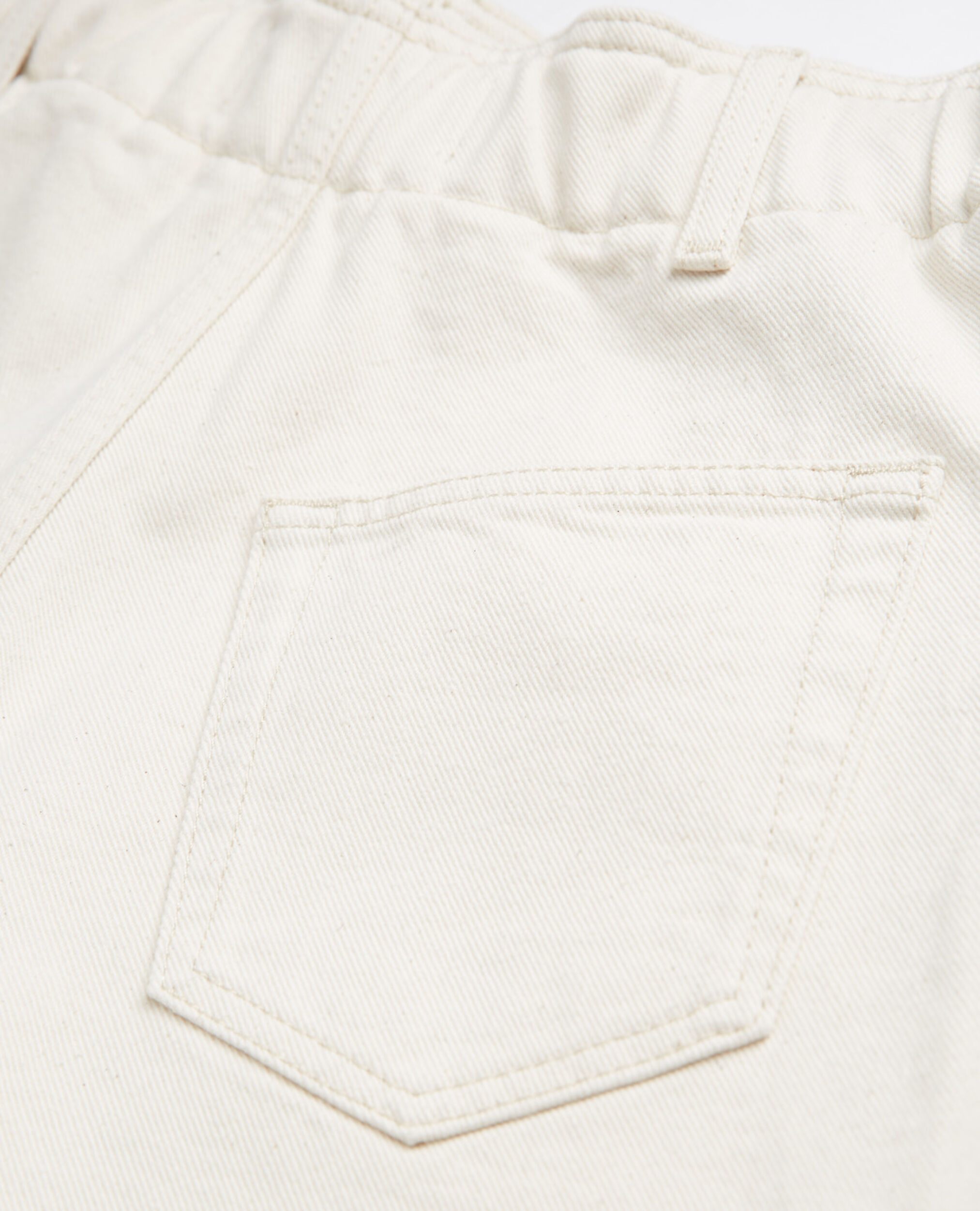 Fitted ecru denim shorts with elastic waist, BEIGE MELANGE, hi-res image number null