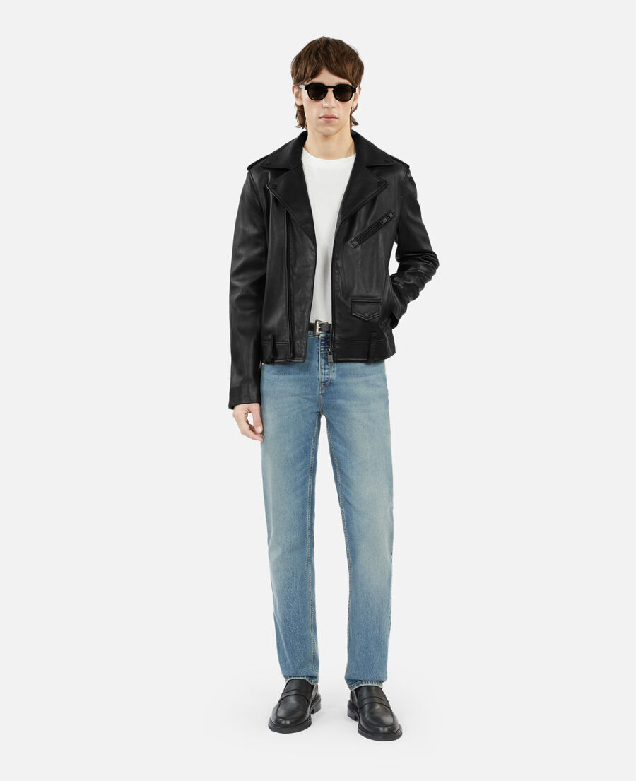 schwarze biker-jacke aus leder