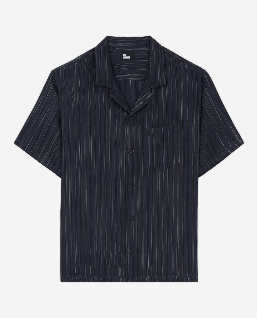 The Kooples H DARK NAVY-ECRU navy blue striped shirt