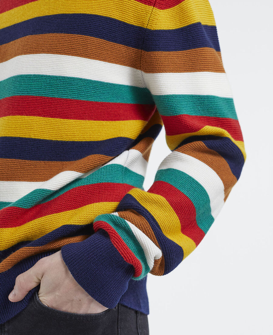 pull rayé multicolore laine à col rond