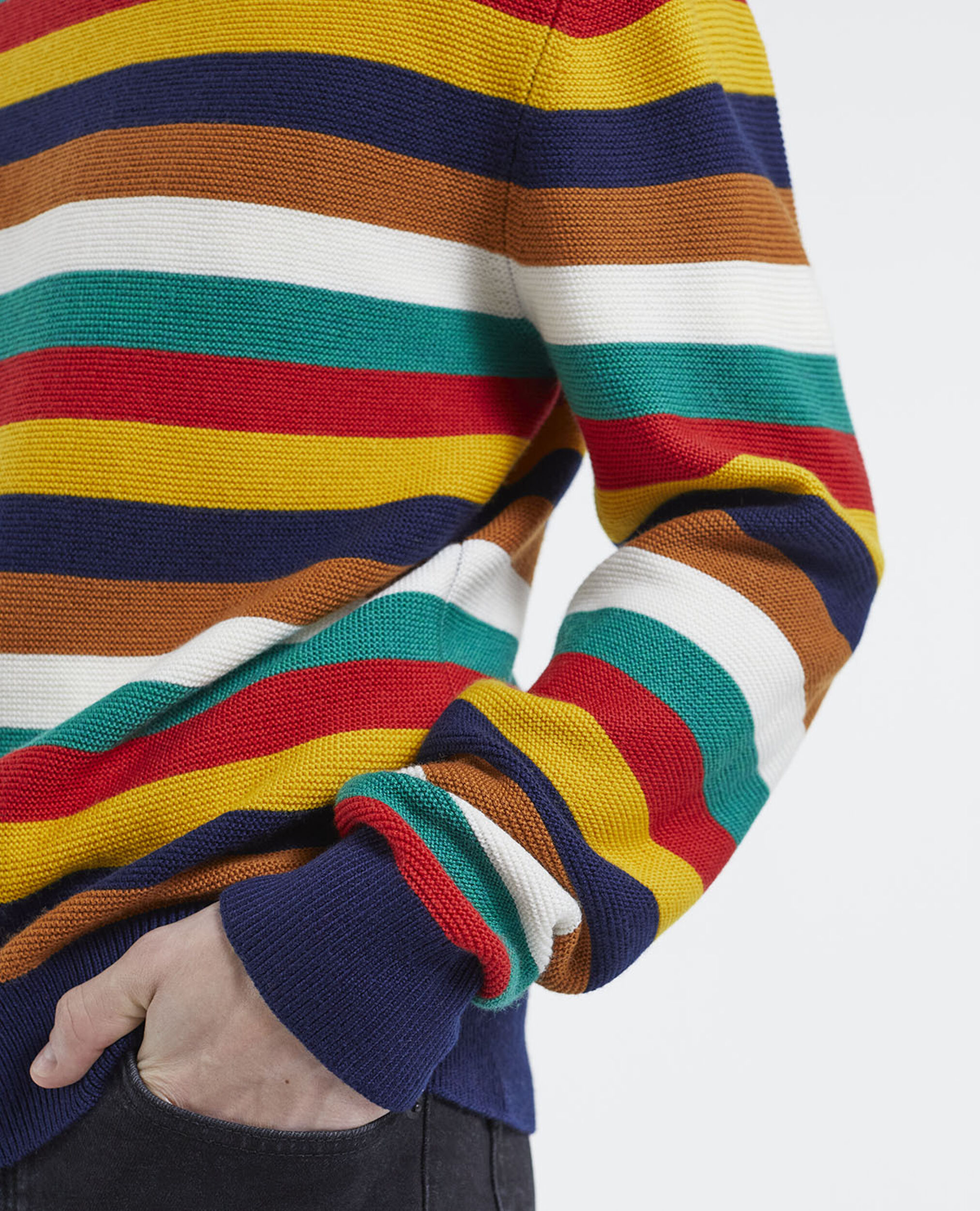 Pull rayé multicolore laine à col rond, MULTICOLOR, hi-res image number null
