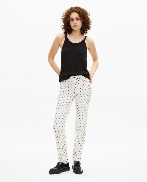 The Kooples FEMME BEIGE GREY jean slim à pois beige