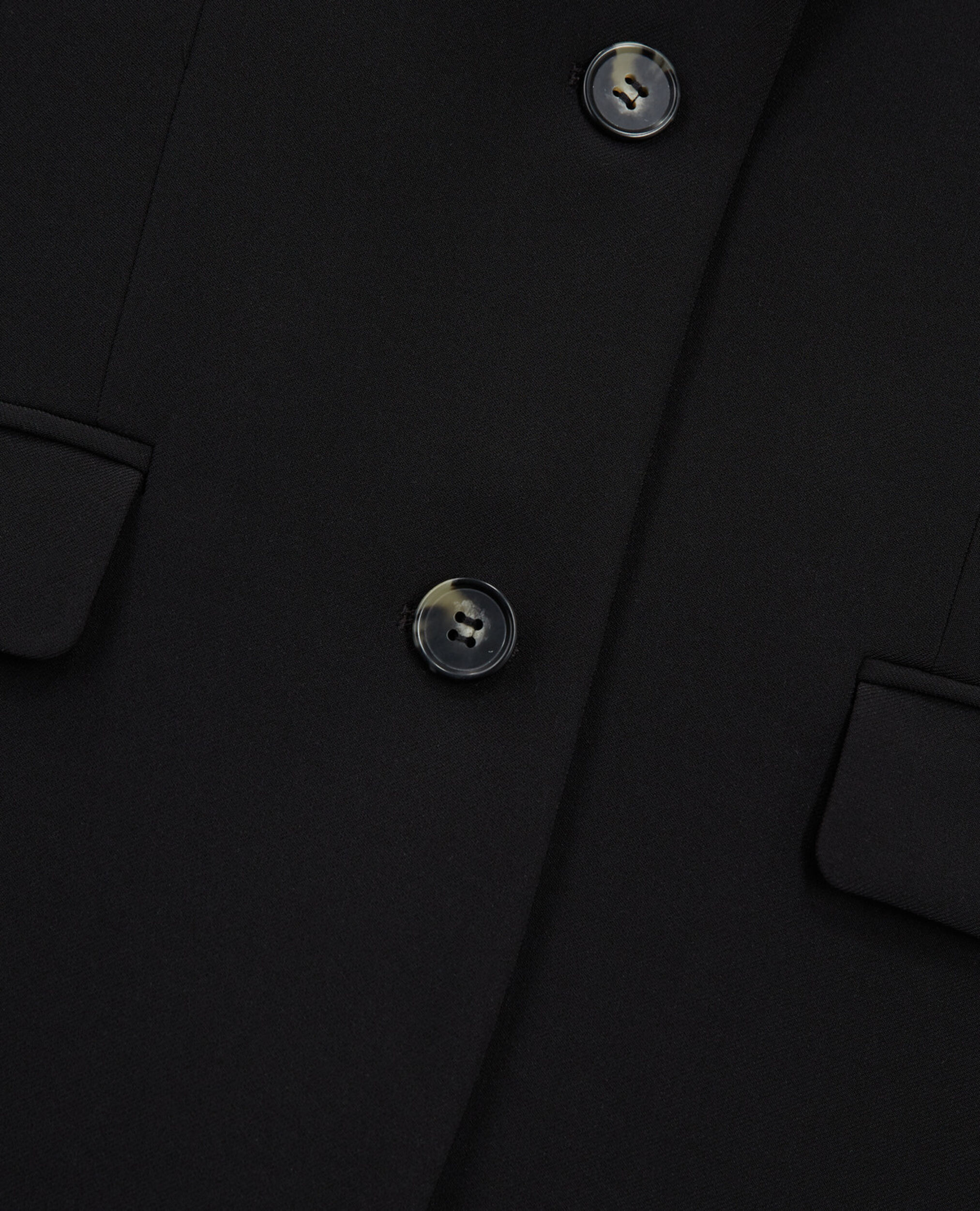 Schwarze fließende Jacke mit zwei Knöpfen, BLACK, hi-res image number null