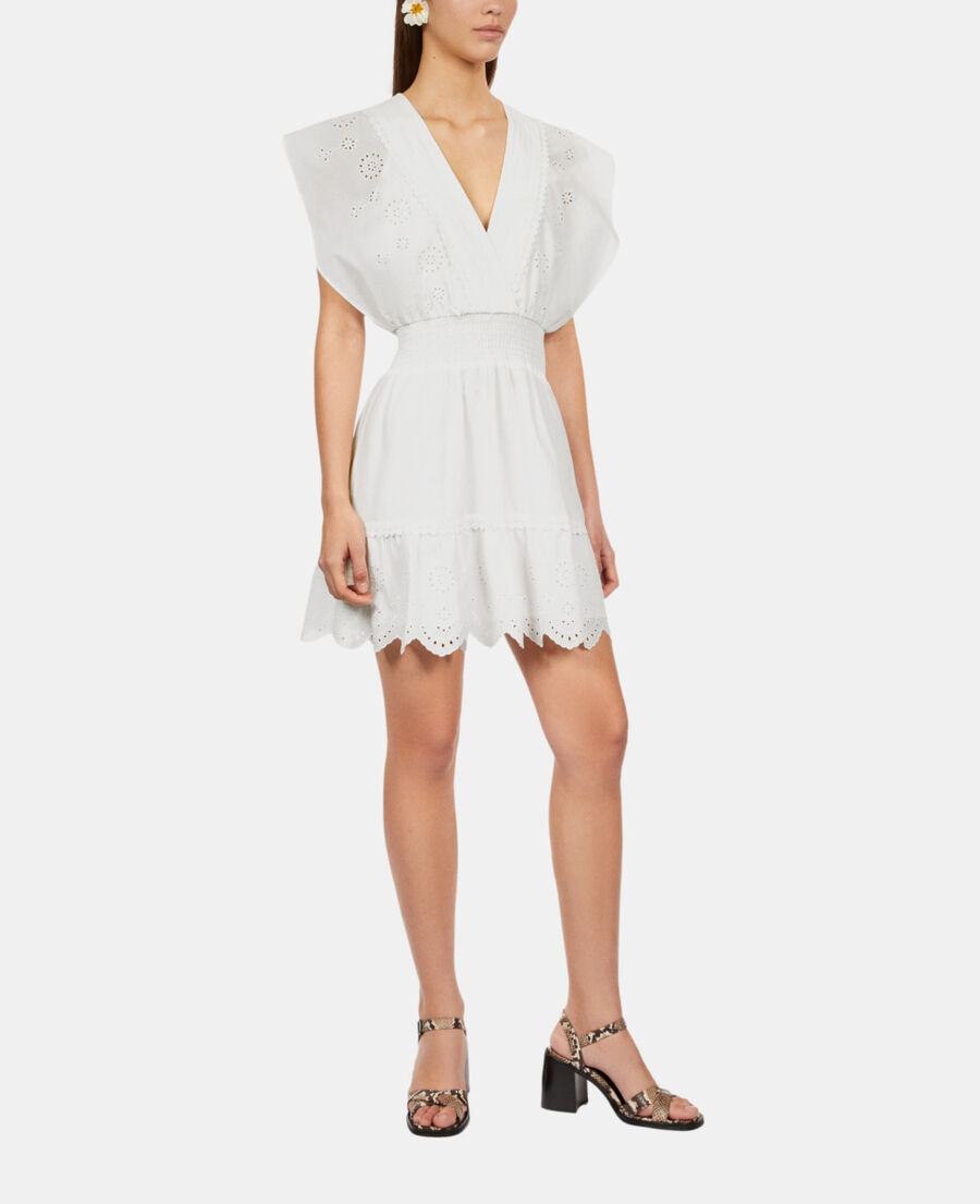 The Kooples WOMEN WHITE short white dress in english embroidery