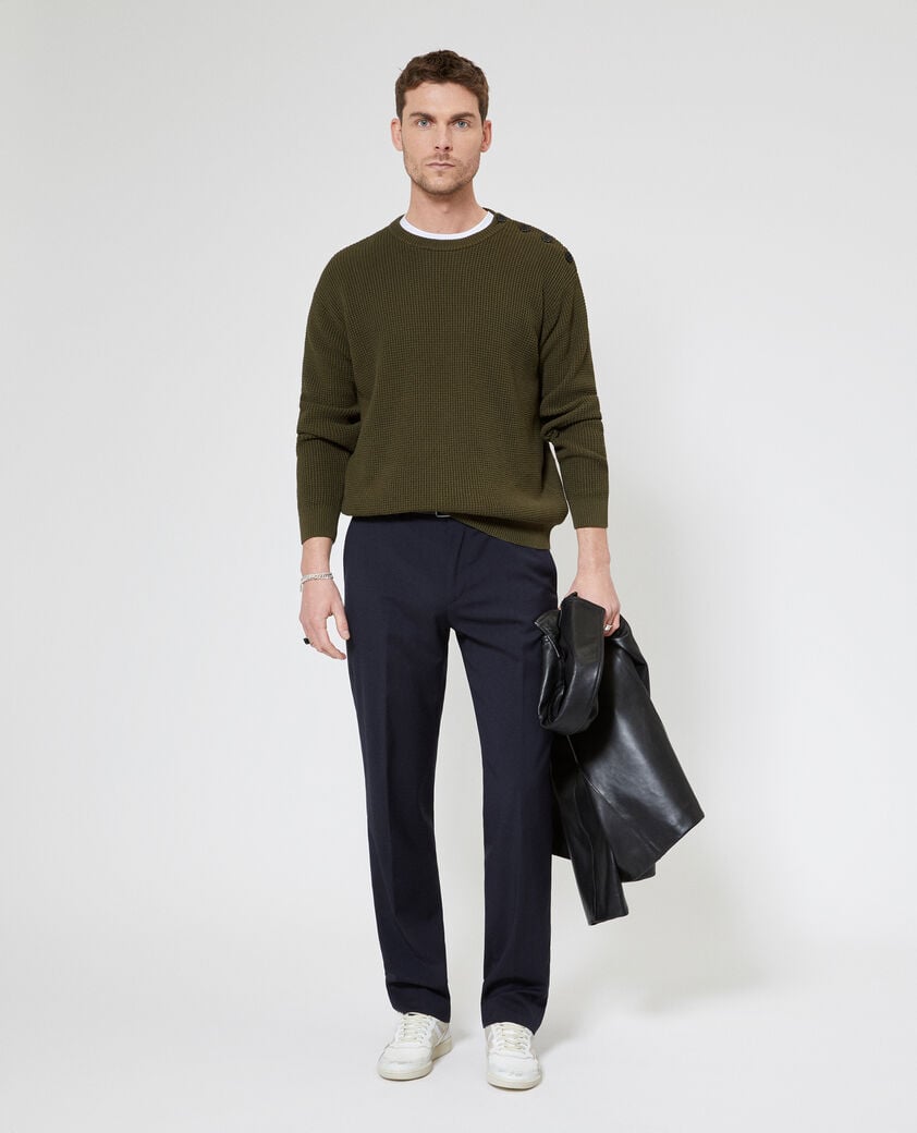 The Kooples MEN FORET khaki button placket sweater
