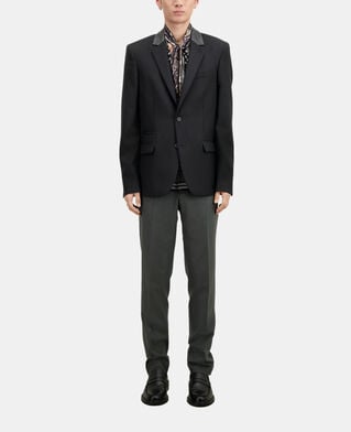 The Kooples H BLACK black wool blazer with leather details
