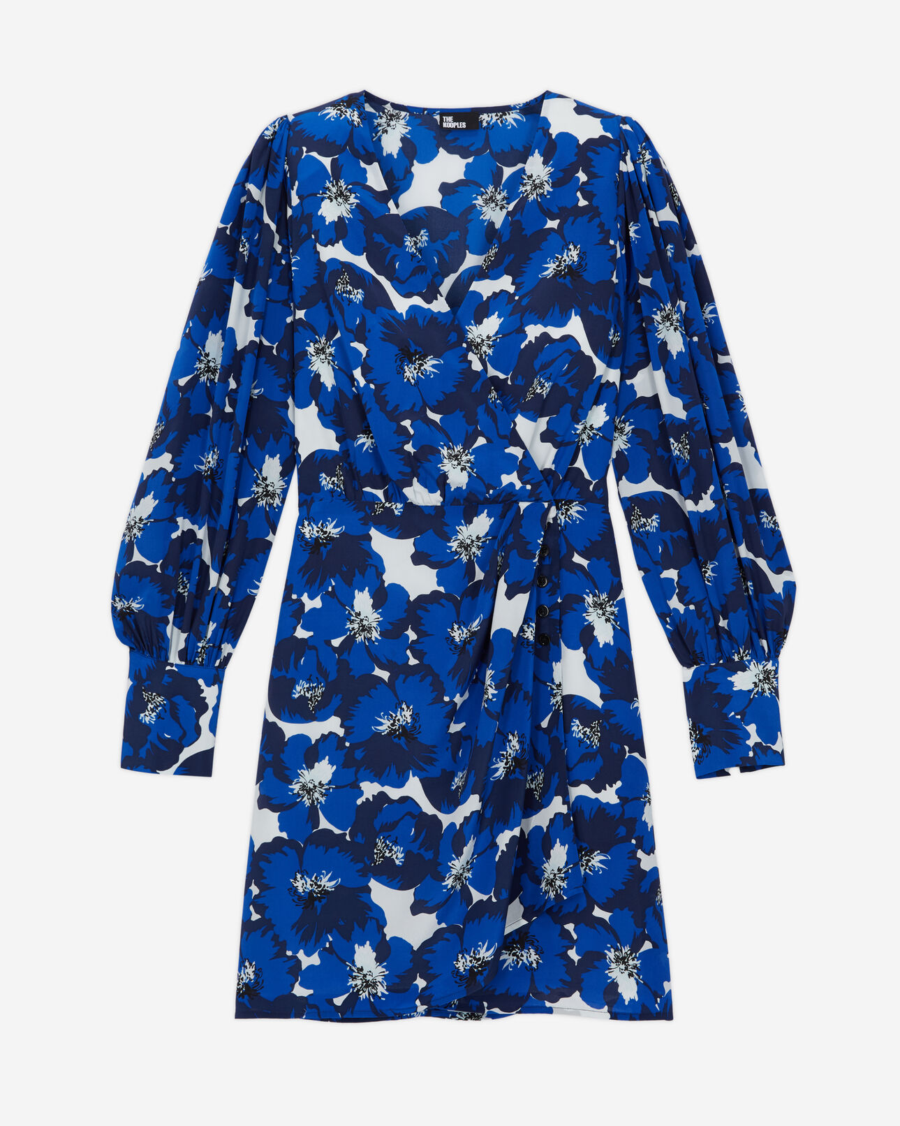 The Kooples WOMEN BLUE short printed silk wrap dress