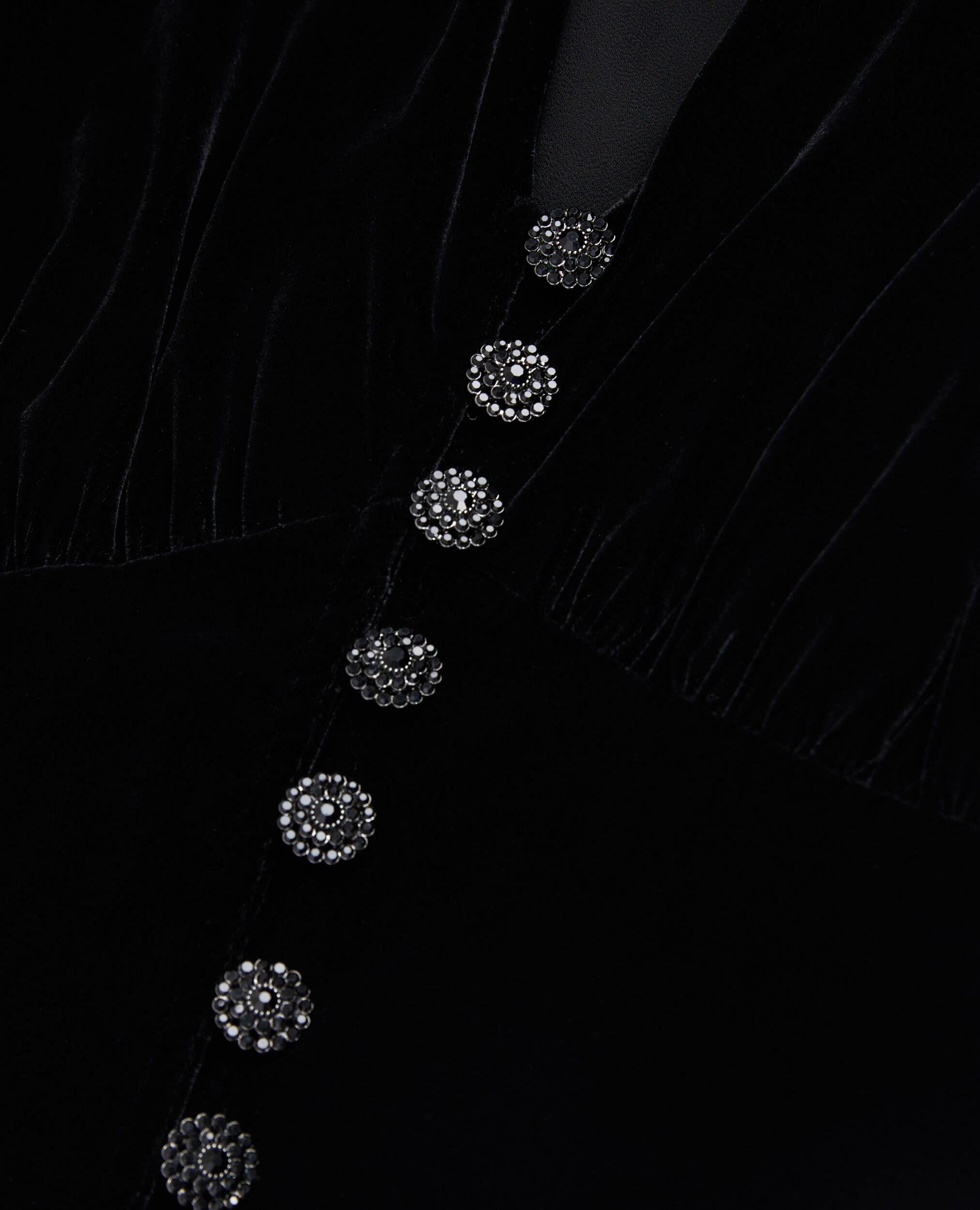 Vestido largo negro terciopelo botonadura, BLACK, hi-res image number null