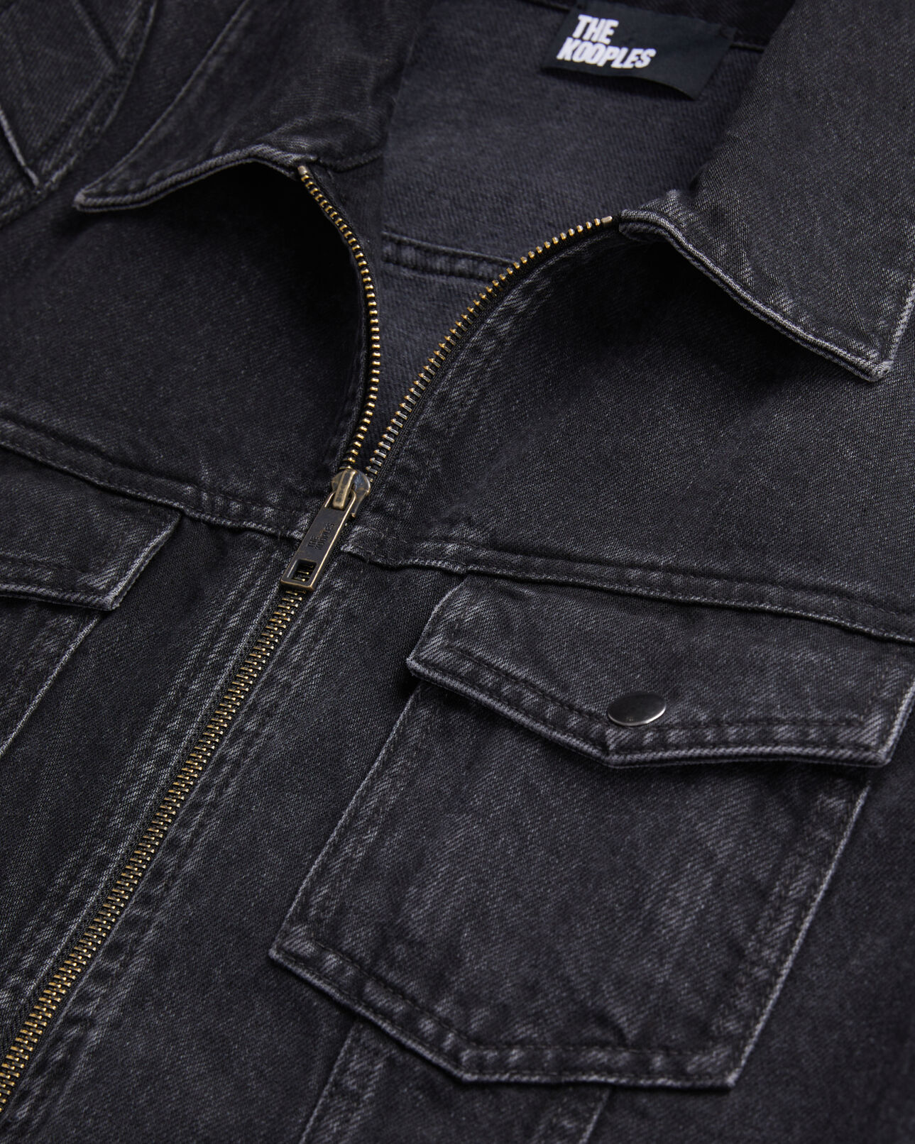 The Kooples HERREN BLACK WASHED schwarze bikerjacke aus denim