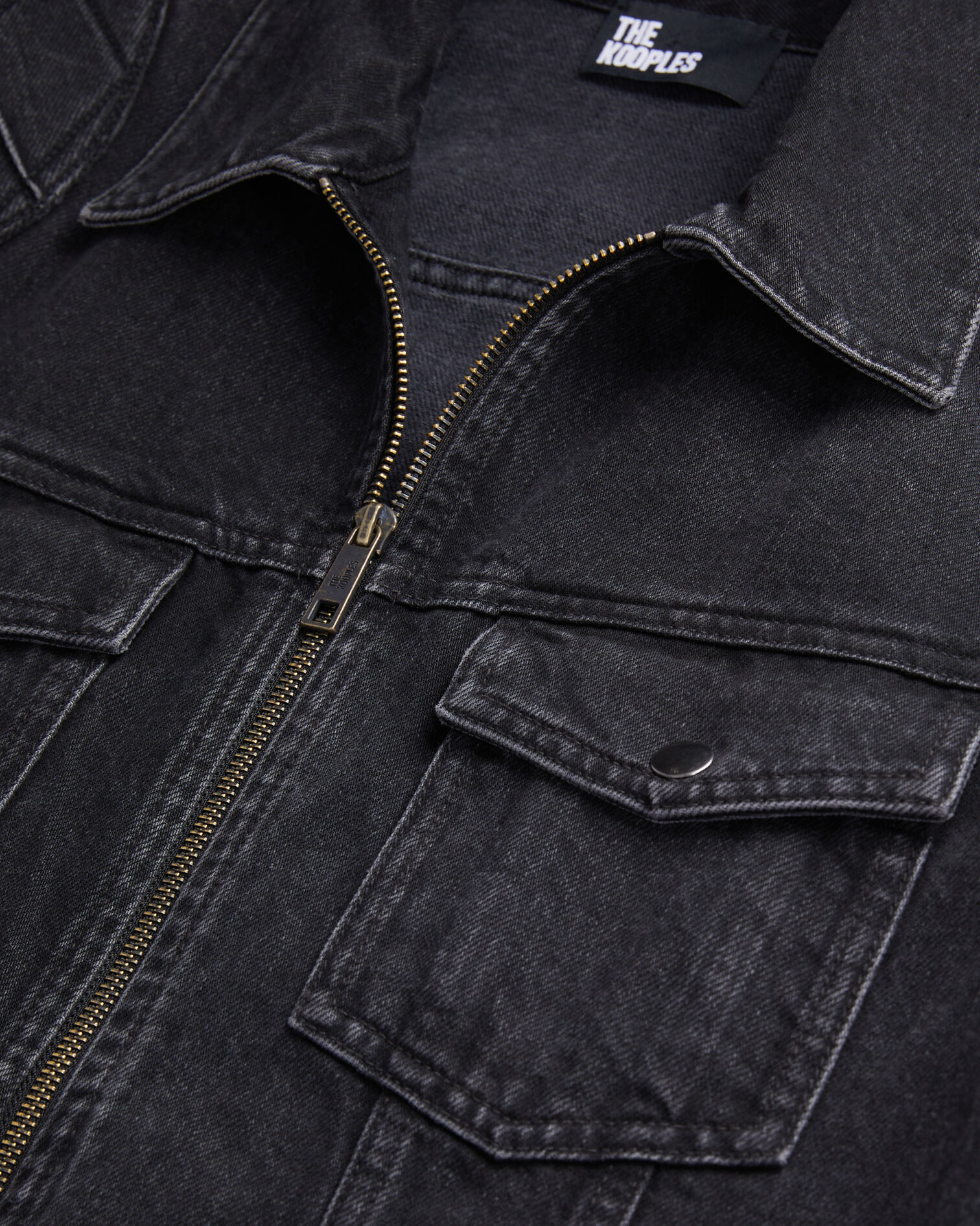 Schwarze Bikerjacke aus Denim, BLACK WASHED, hi-res image number null