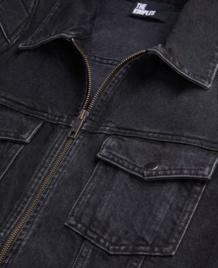The Kooples H BLACK WASHED black denim biker jacket