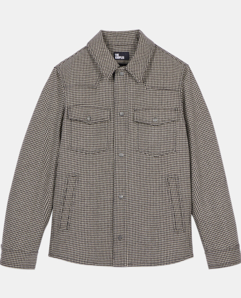 The Kooples MEN BROWN brown and ecru houndstooth overshirt style jacket
