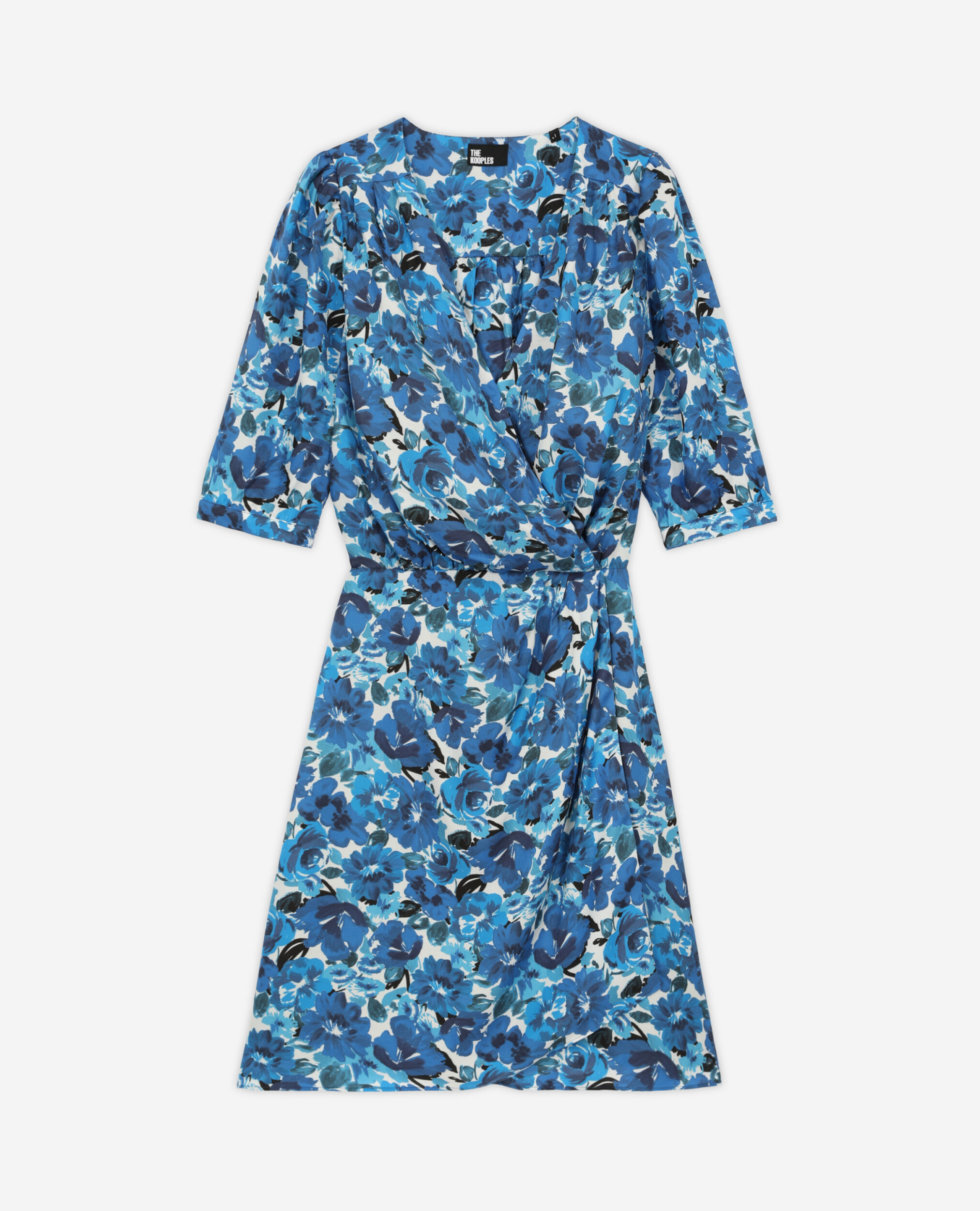 Short printed wrap dress, BLUE WHITE, hi-res image number null