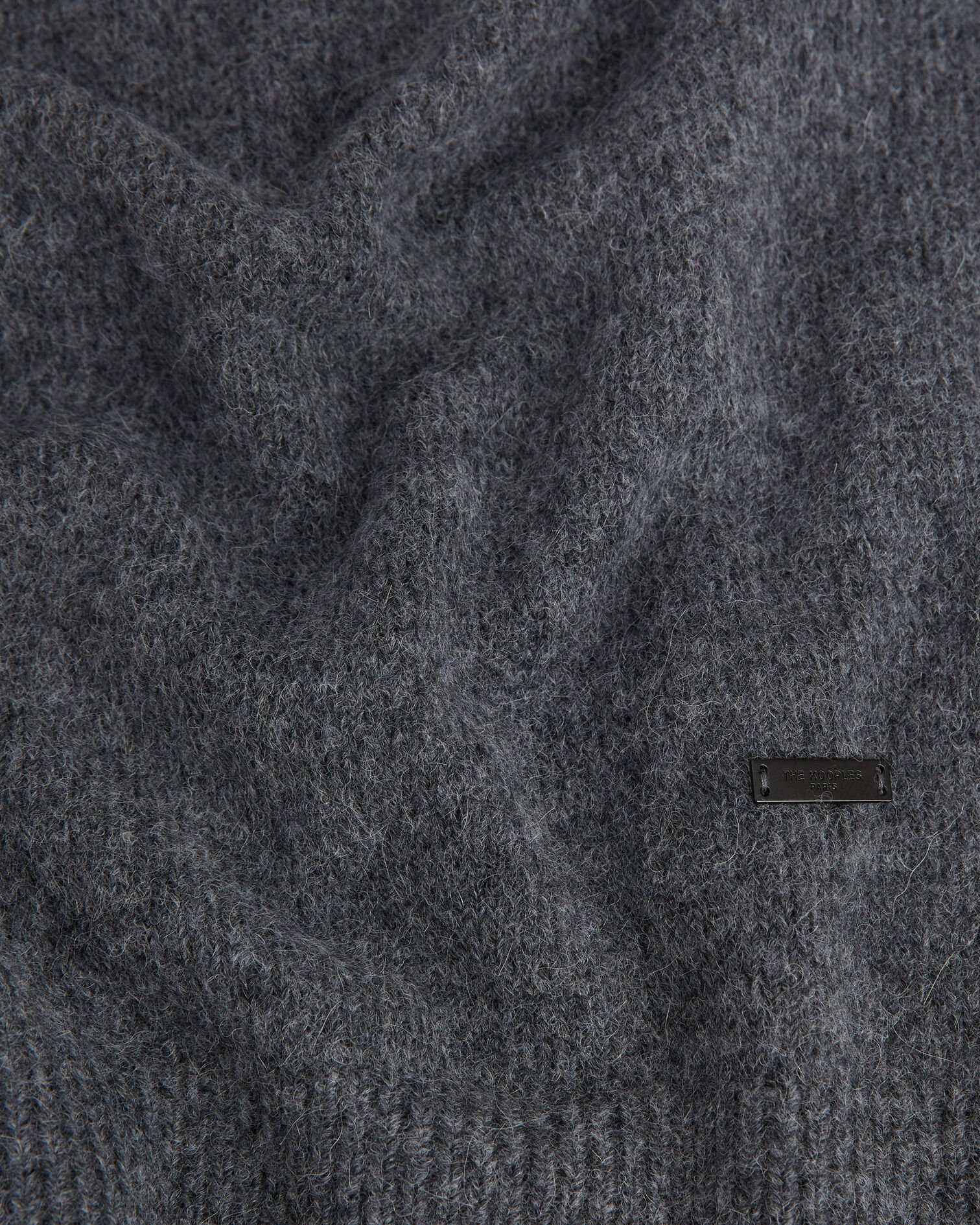 Gray alpaca wool sweater with crew neck, DARK GREY, hi-res image number null