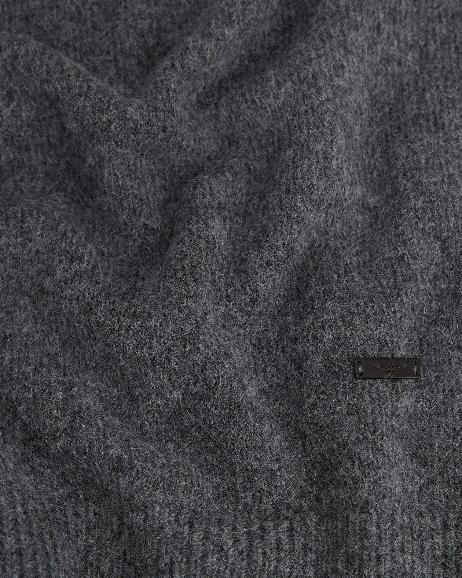 Gray alpaca wool sweater with crew neck, DARK GREY, hi-res image number null