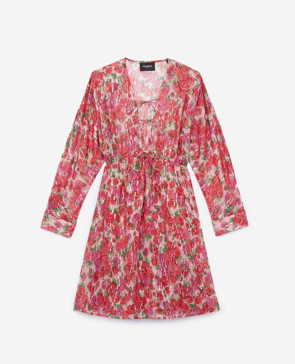 Short floral silk dress The Kooples US