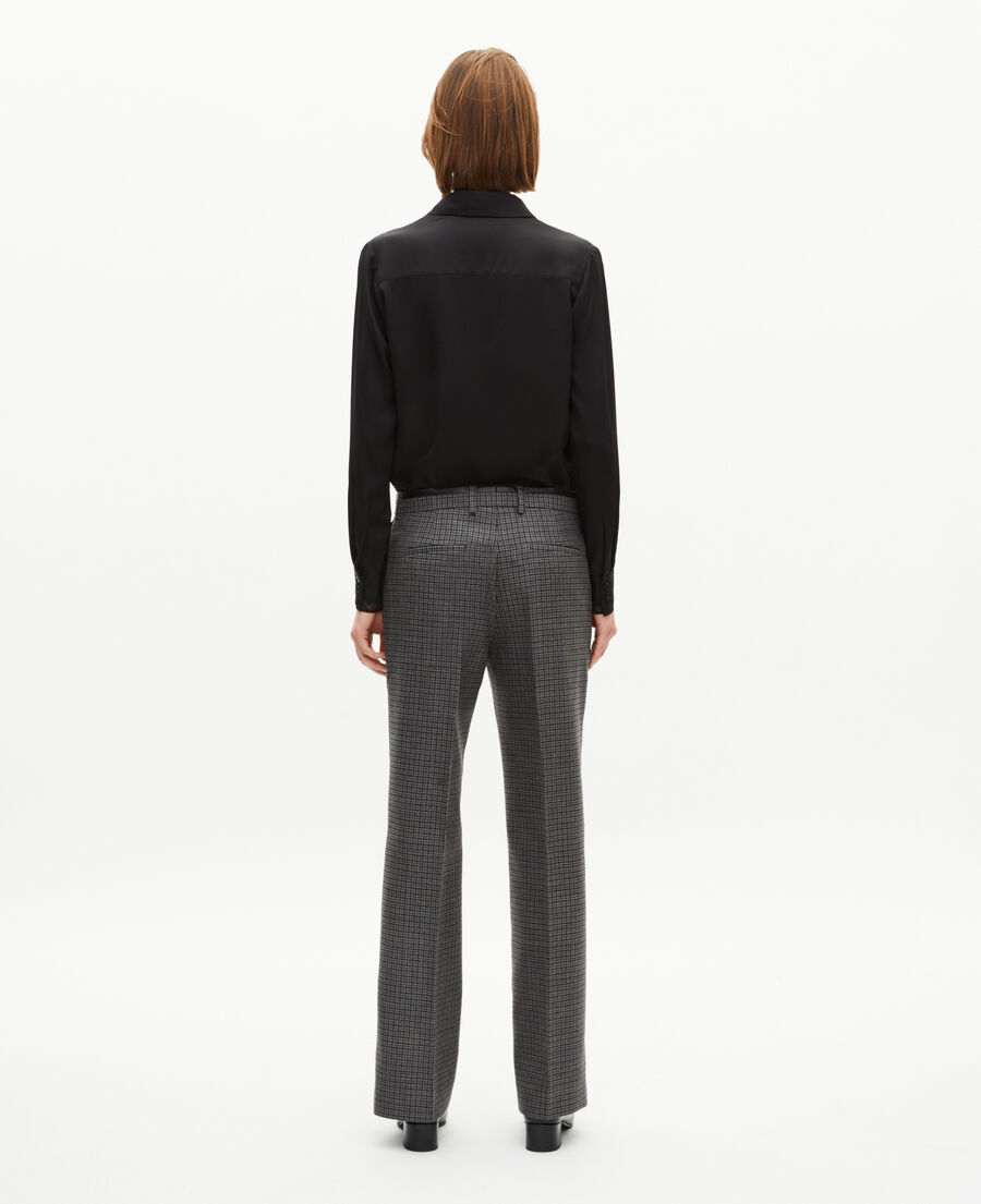 The Kooples FEMME BLACK pantalon tailleur droit en pied de puce noir et gris