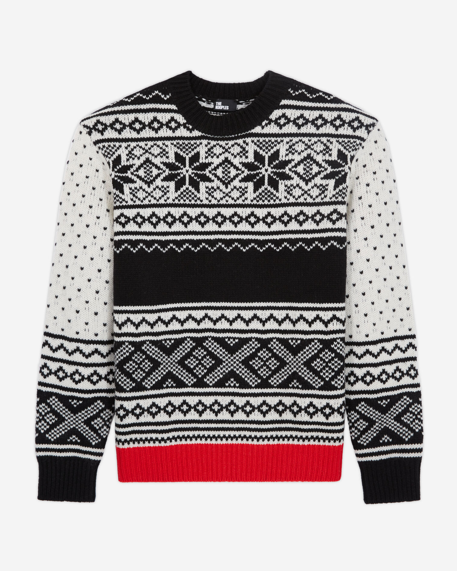Patterned wool sweater, BLACK RED OFF WHITE, hi-res image number null