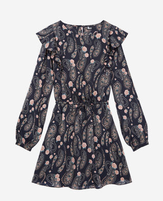 The Kooples F BLACK / PINK short printed dress with ruffles