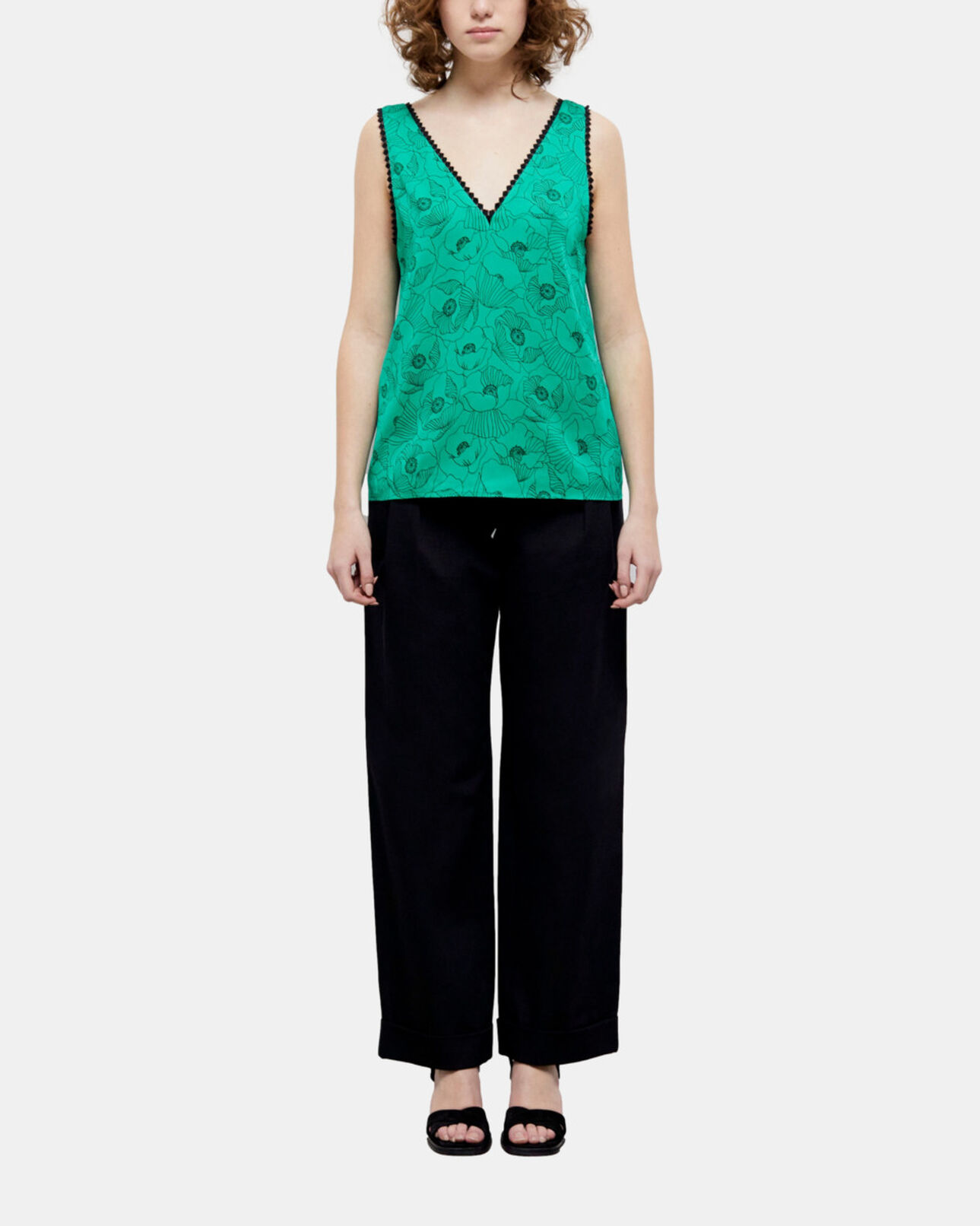 The Kooples FEMME GREEN top imprimé avec détails en dentelle