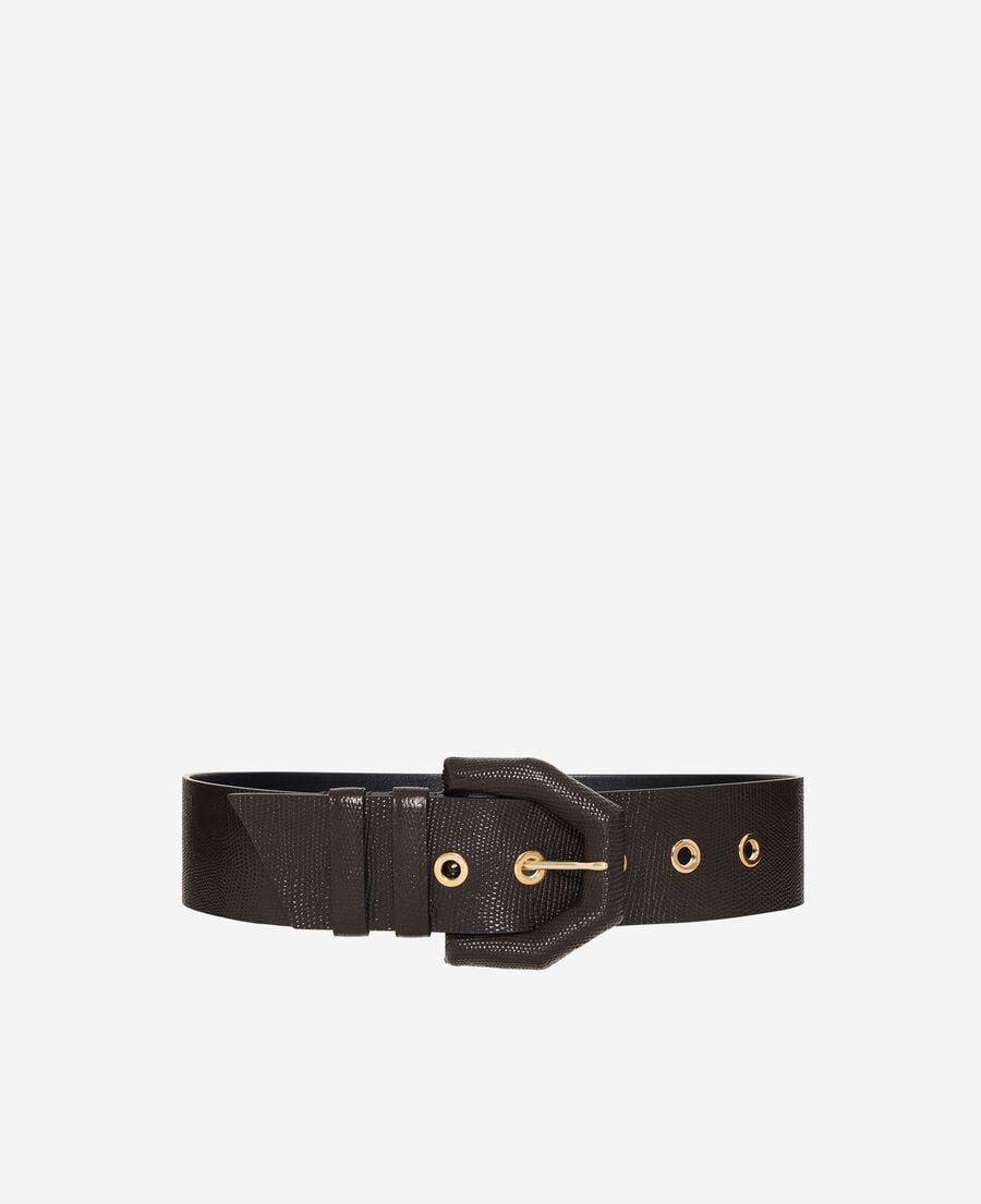 The Kooples F BROWN wide brown leather belt