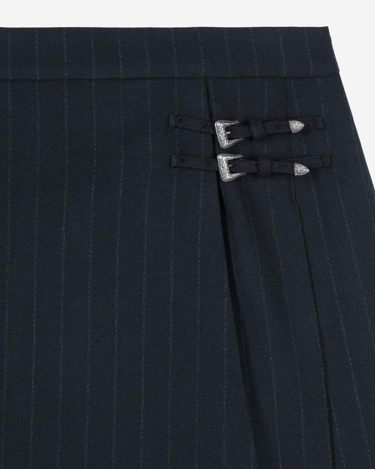 The Kooples DAMEN BLACK kurzer faltenrock mit schwarzen streifen