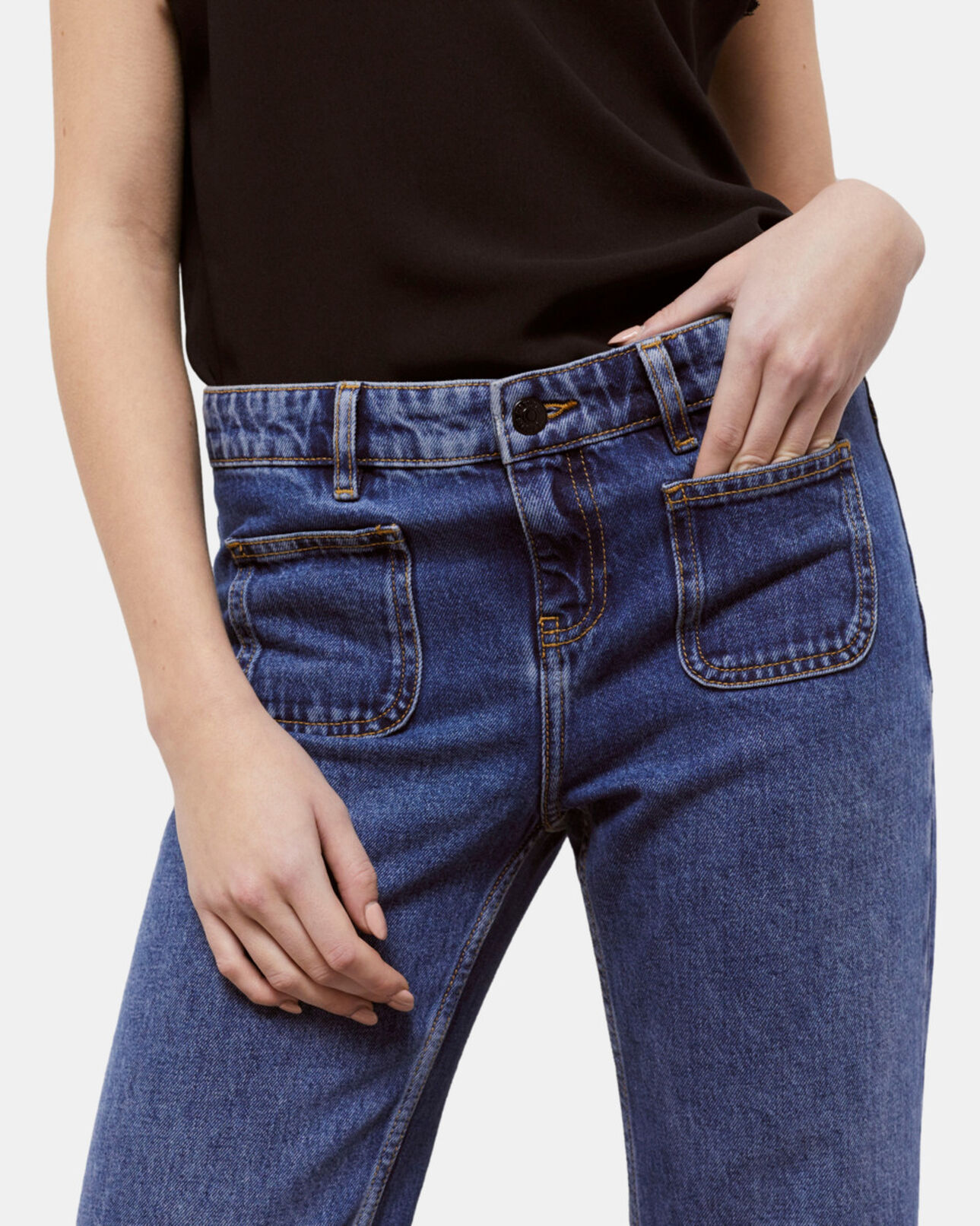 The Kooples WOMEN BLUE DENIM blue flare jeans