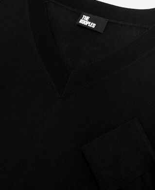The Kooples FEMME BLACK pull col v en laine mérinos noir